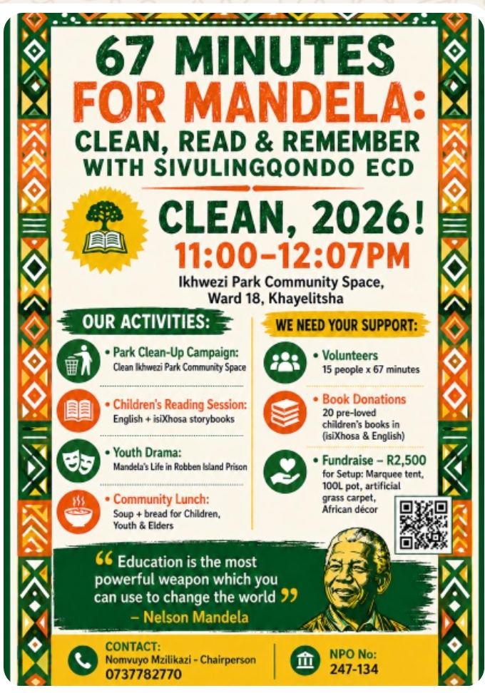 67 Minutes for Mandela: Clean, Read & Remember